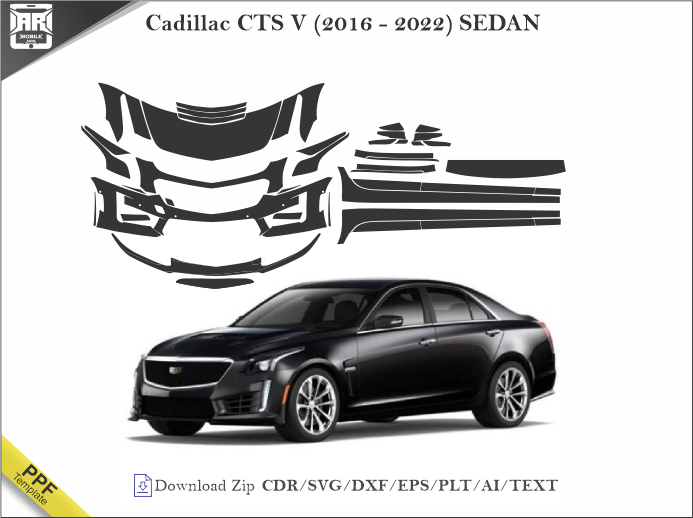 Cadillac CTS V (2016 – 2022) SEDAN Car PPF Template