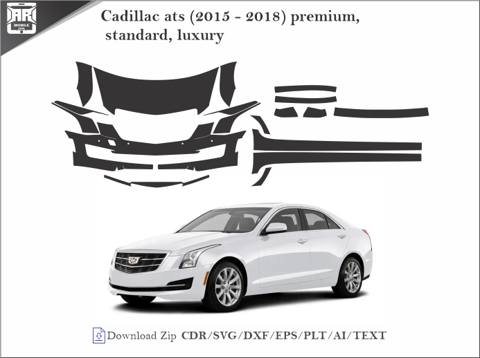 Cadillac ats (2015 – 2018) premium, standard, luxury Car PPF Template