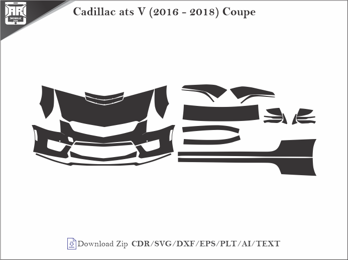 Cadillac ats V (2016 - 2018) Coupe Car PPF Template