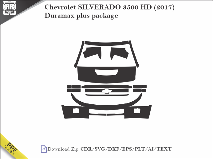Chevrolet SILVERADO 3500 HD (2017) Duramax plus package Car PPF Template