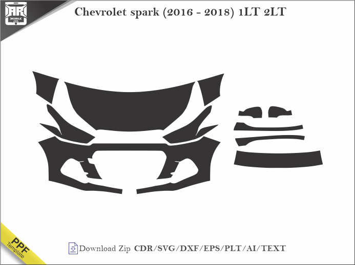 Chevrolet spark (2016 – 2018) 1LT 2LT Car PPF Template