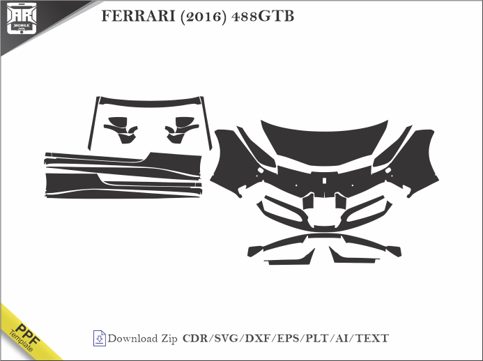 FERRARI (2016) 488GTB Car PPF Template