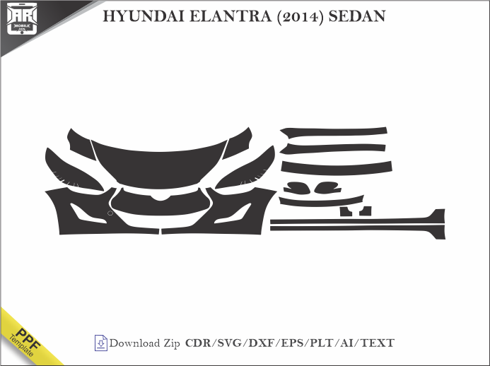 HYUNDAI ELANTRA (2014) SEDAN Car PPF Template