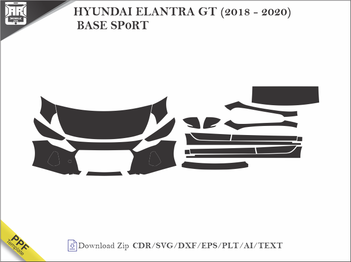HYUNDAI ELANTRA GT (2018 - 2020) BASE SP0RT Car PPF Template