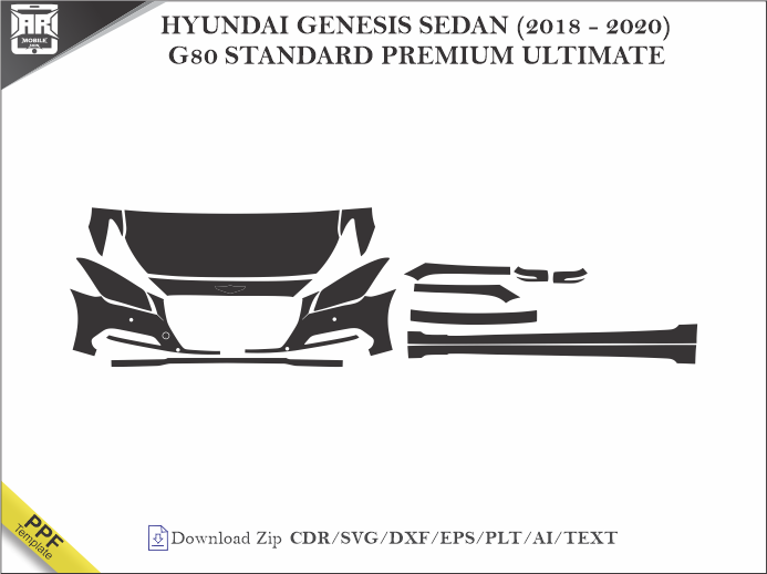HYUNDAI GENESIS SEDAN (2018 - 2020) G80 STANDARD PREMIUM ULTIMATE Car PPF Template