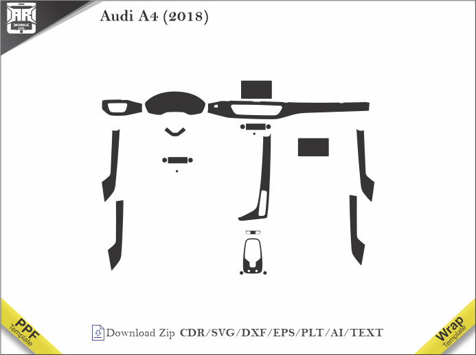 Audi A4 (2018) Car Interior PPF or Wrap Template