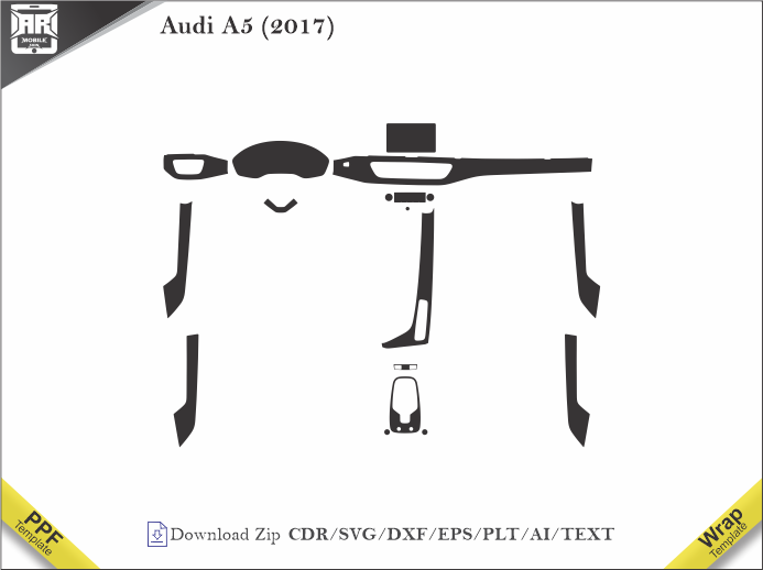 Audi A5 (2017) Car Interior PPF or Wrap Template