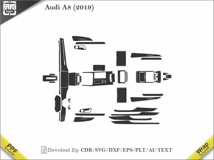 Audi A8 (2019) Car Interior PPF or Wrap Template