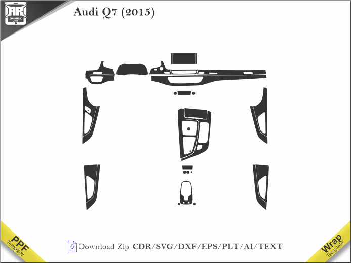 Audi Q7 (2015) Car Interior PPF or Wrap Template