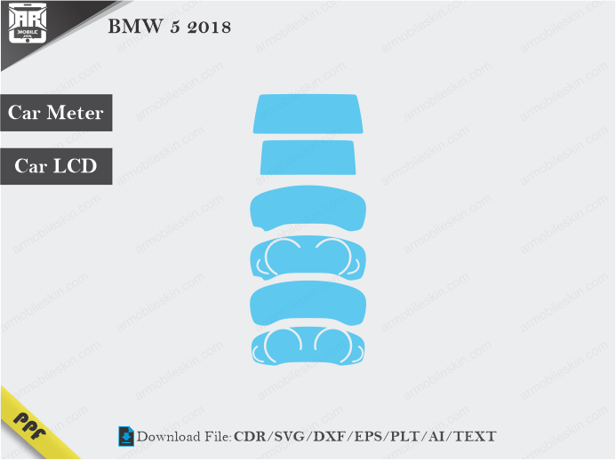BMW 5 2018 Car Screen Wrap Cutting Template