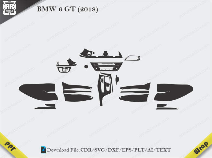 BMW 6 GT (2018) Car Interior PPF or Wrap Template