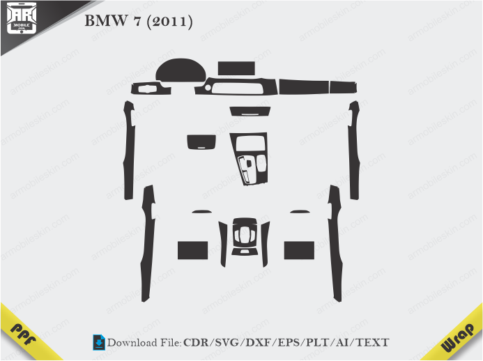 BMW 7 (2011) Car Interior PPF or Wrap Template