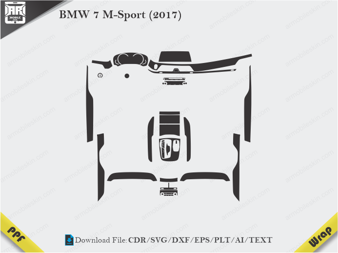 BMW 7 M-Sport (2017) Car Interior PPF or Wrap Template