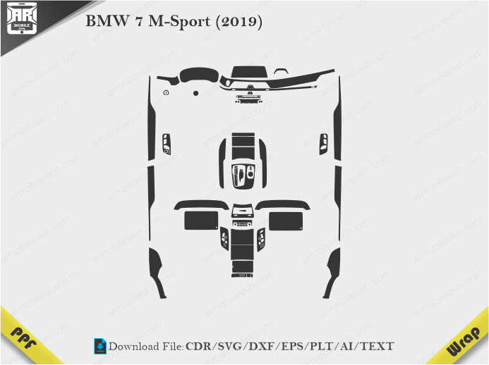 BMW 7 M-Sport (2019) Car Interior PPF or Wrap Template
