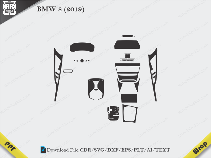 BMW 8 (2019) Car Interior PPF or Wrap Template