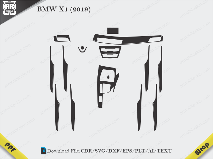 BMW X1 (2019) Car Interior PPF or Wrap Template