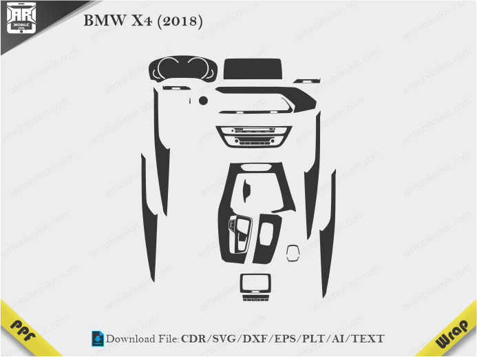 BMW X4 (2018) Car Interior PPF or Wrap Template