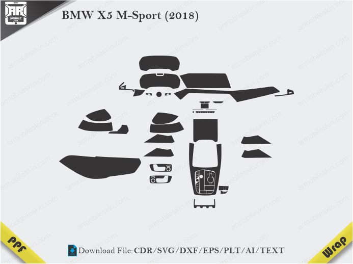 BMW X5 M-Sport (2018) Car Interior PPF or Wrap Template