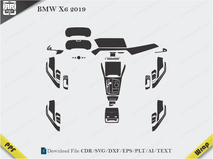 BMW X6 2019 Car Interior PPF or Wrap Template