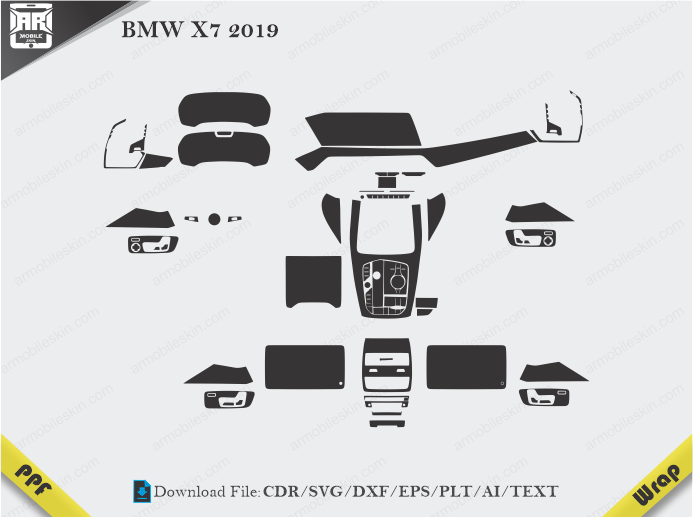 BMW X7 2019 Car Interior PPF or Wrap Template