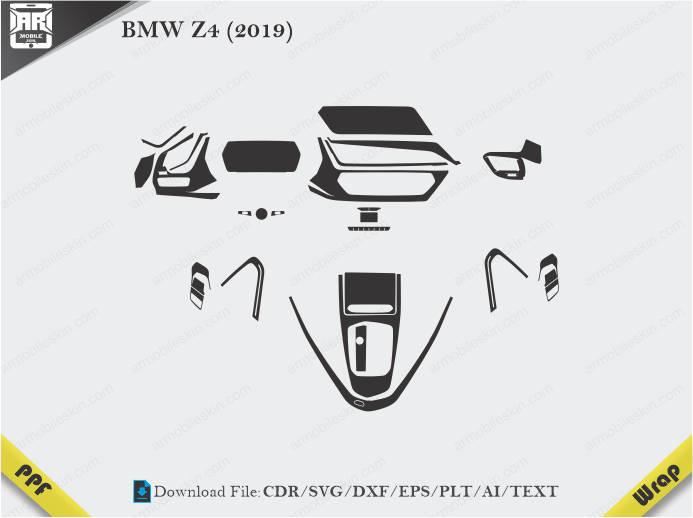 BMW Z4 (2019) Car Interior PPF or Wrap Template
