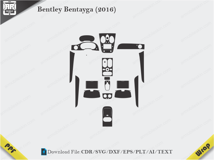 Bentley Bentayga (2016) Car Interior PPF or Wrap Template