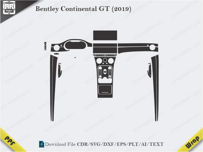 Bentley Continental GT (2019) Car Interior PPF or Wrap Template