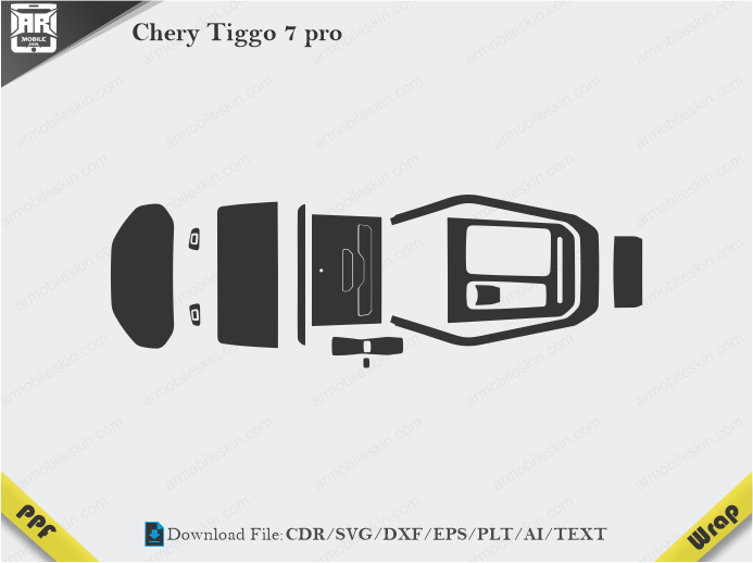 Chery Tiggo 7 pro Car Interior PPF or Wrap Template