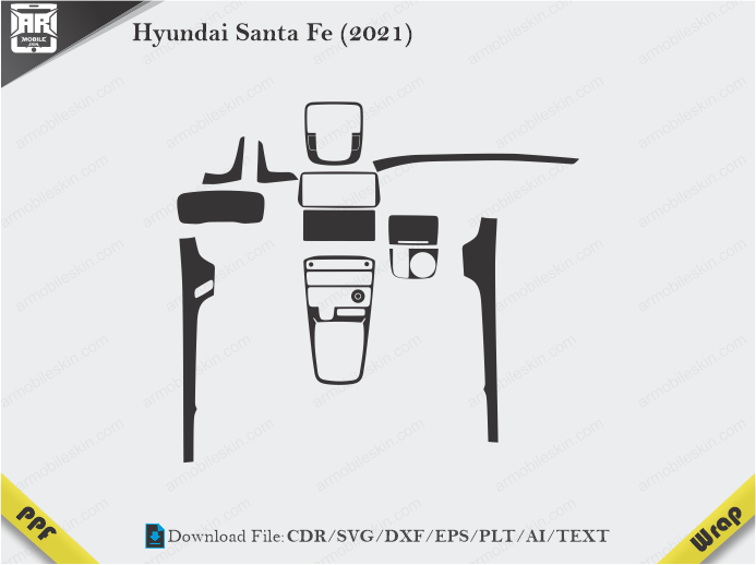 Hyundai Santa Fe (2021) Car Interior PPF or Wrap Template