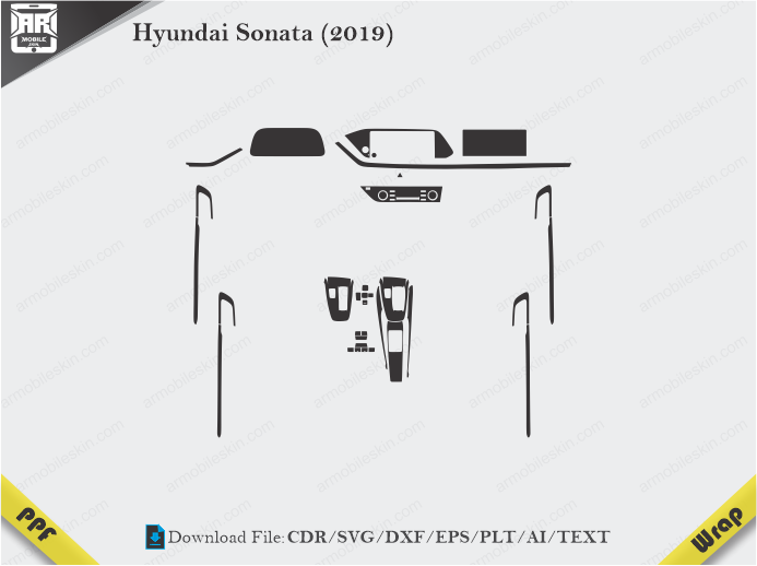 Hyundai Sonata (2019) Car Interior PPF or Wrap Template