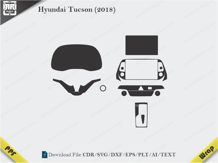 Hyundai Tucson (2018) Car Interior PPF or Wrap Template