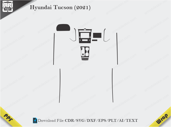 Hyundai Tucson (2021) Car Interior PPF or Wrap Template