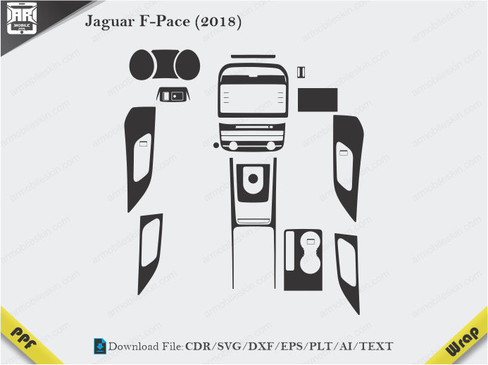 Jaguar F-Pace (2018) Car Interior PPF or Wrap Template