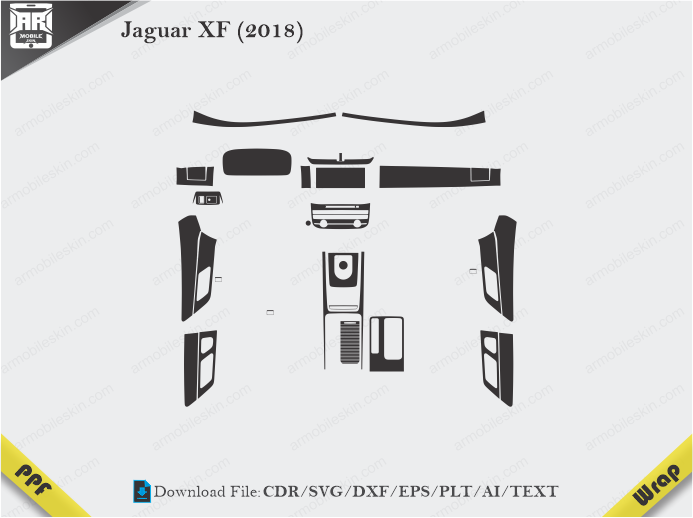 Jaguar XF (2018) Car Interior PPF or Wrap Template
