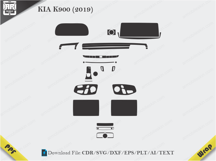 KIA K900 (2019) Car Interior PPF or Wrap Template