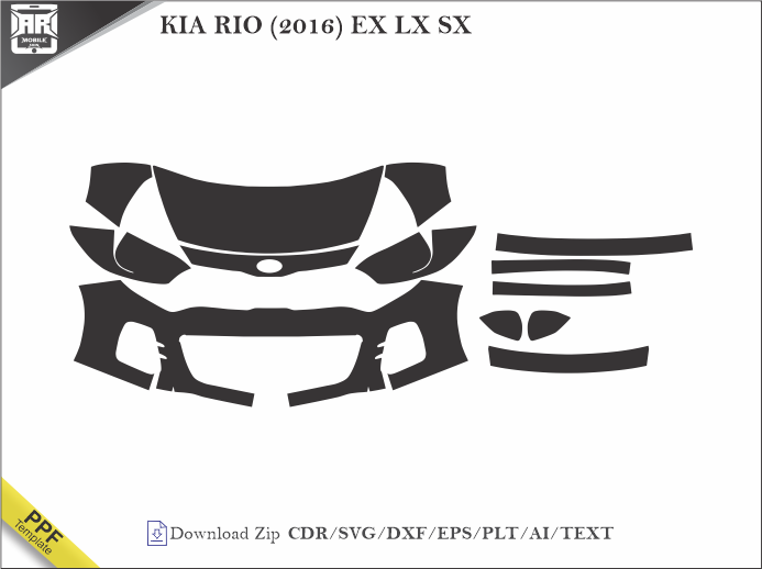 KIA RIO (2016) EX LX SX Car PPF Template