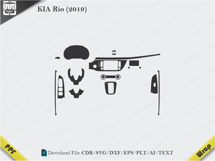 KIA Rio (2019) Car Interior PPF or Wrap Template