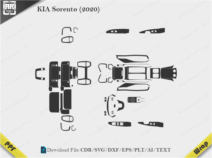 KIA Sorento (2020) Car Interior PPF or Wrap Template