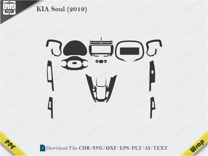 KIA Soul (2019) Car Interior PPF or Wrap Template