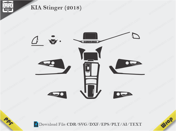 KIA Stinger (2018) Car Interior PPF or Wrap Template