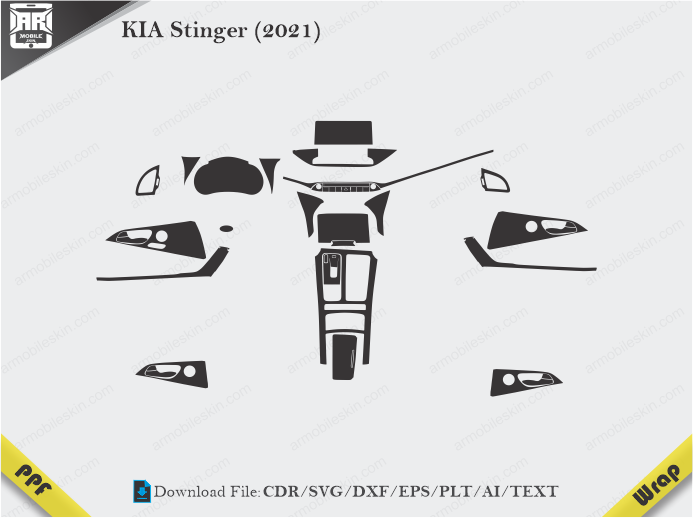 KIA Stinger (2021) Car Interior PPF or Wrap Template