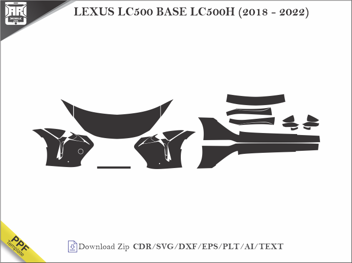 LEXUS LC500 BASE LC500H (2018 - 2022) Car PPF Template