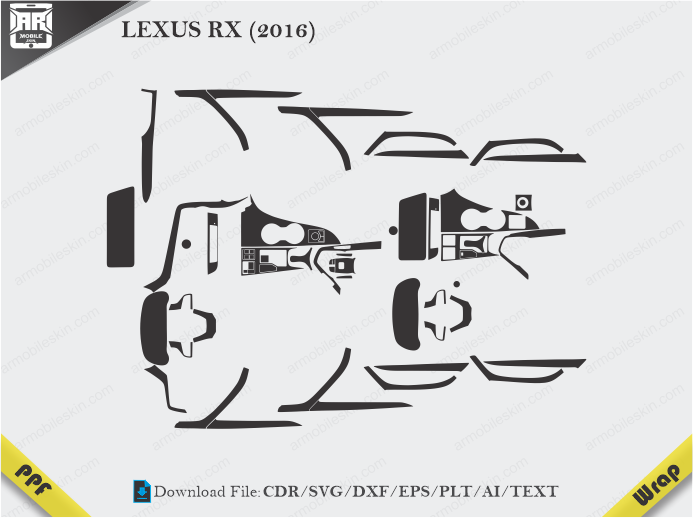 LEXUS RX (2016) Car Interior PPF or Wrap Template
