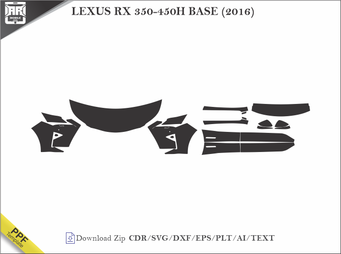 LEXUS RX 350-450H BASE (2016) Car PPF Template