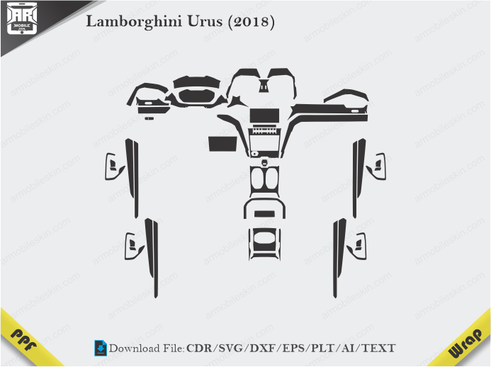 Lamborghini Urus (2018) Car Interior PPF or Wrap Template