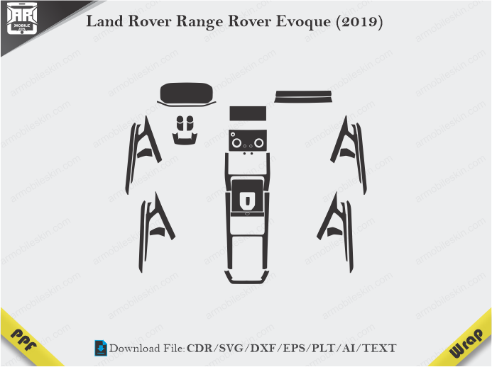 Land Rover Range Rover Evoque (2019) Car Interior PPF or Wrap Template