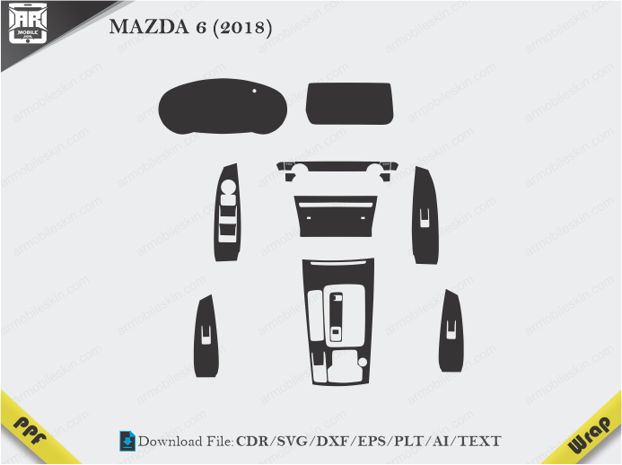 MAZDA 6 (2018) Car Interior PPF or Wrap Template