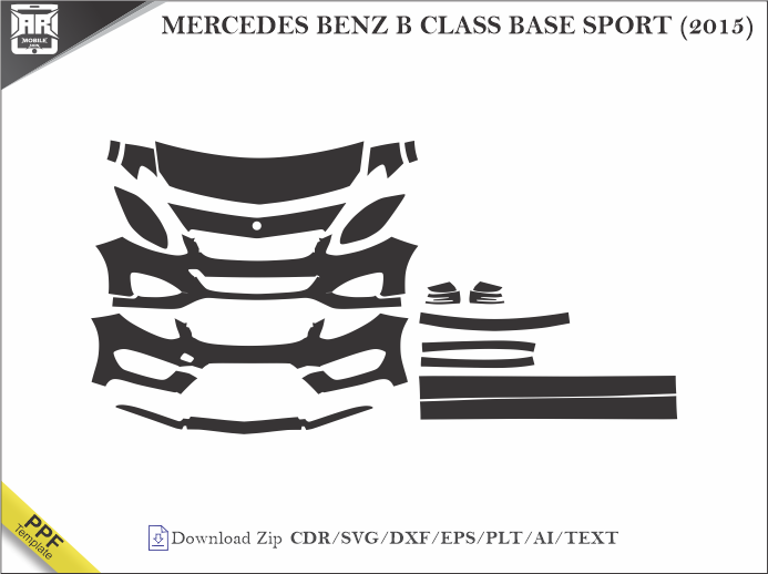 MERCEDES BENZ B CLASS BASE SPORT (2015) Car PPF Template