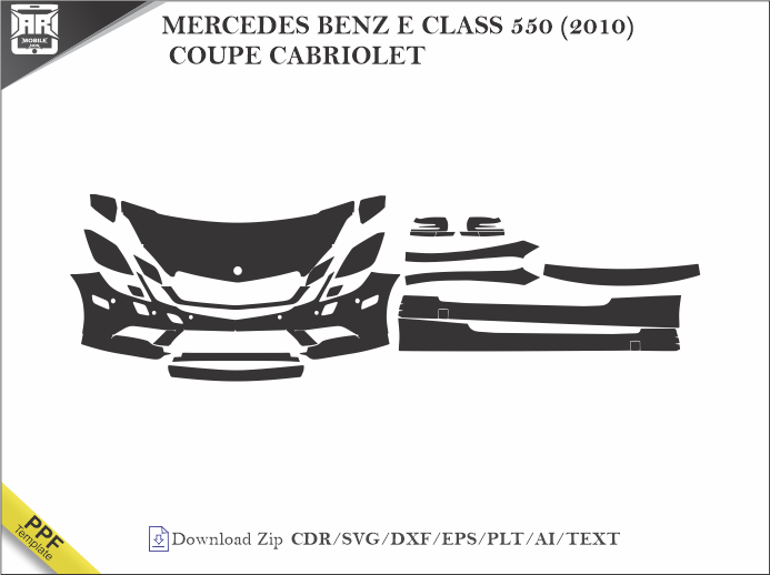 MERCEDES BENZ E CLASS 550 (2010) COUPE CABRIOLET Car PPF Template