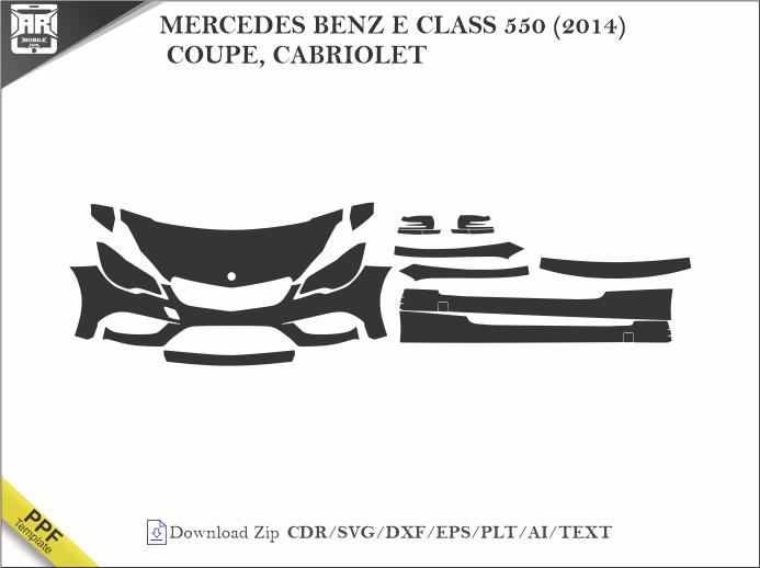 MERCEDES BENZ E CLASS 550 (2014) COUPE, CABRIOLET Car PPF Template